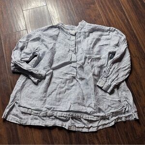 GAP Linen Blend Striped Henley Tunic Top